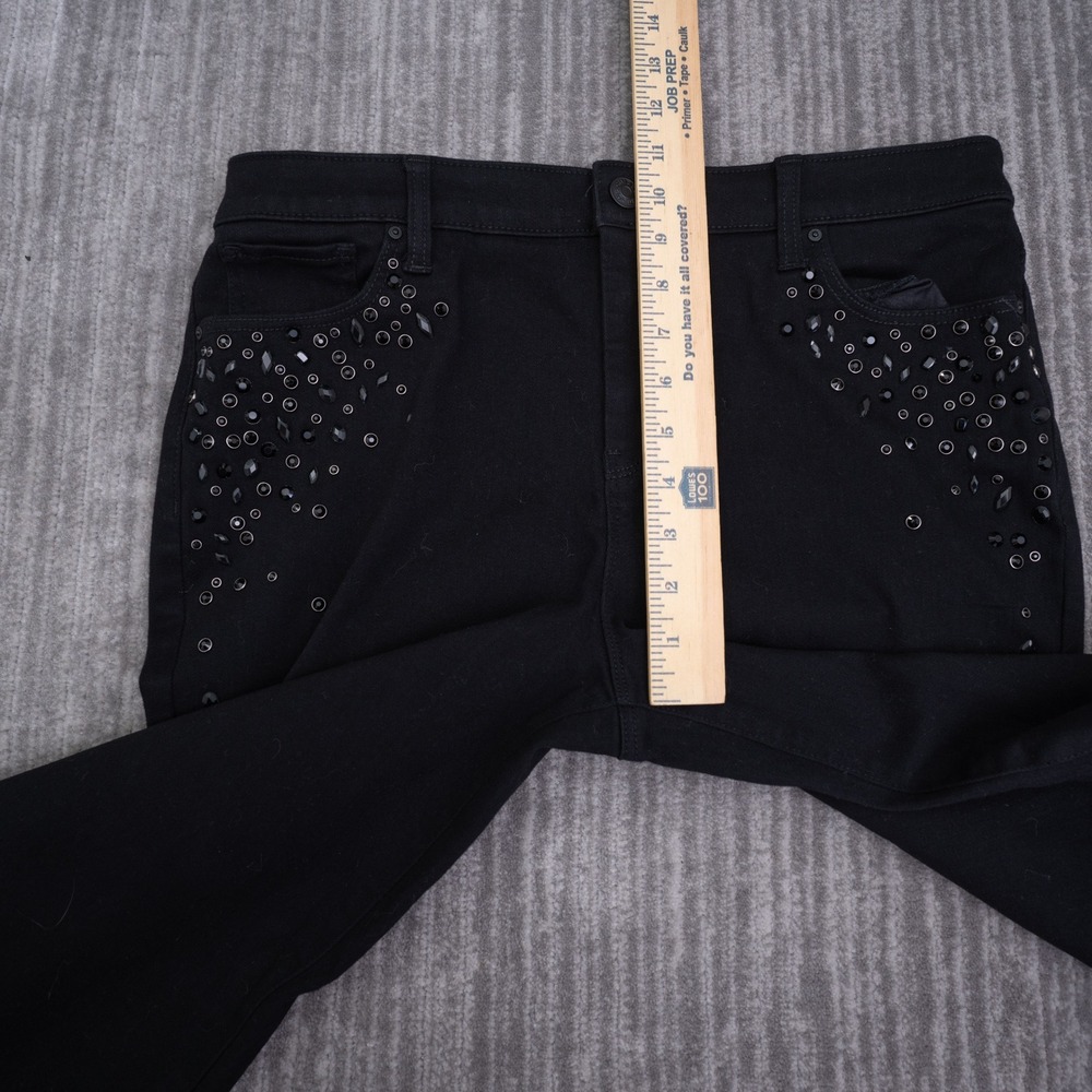 Chicos Perfect Stretch Girlfriend Straight Leg Ankle Jeans Black Studded 1.5 L - Picture 5 of 11